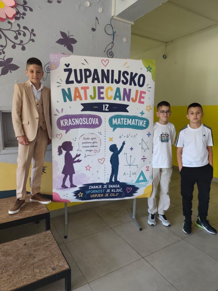 Županijsko natjecanje iz krasnoslova za četvrte razrede i matematike za pete razrede 📚❤️